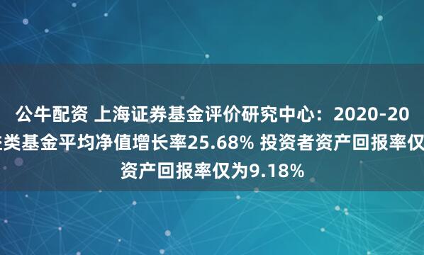 公牛配资 上海证券基金评价研究中心：2020-2024年权益类基金平均净值增长率25.68% 投资者资产回报率仅为9.18%